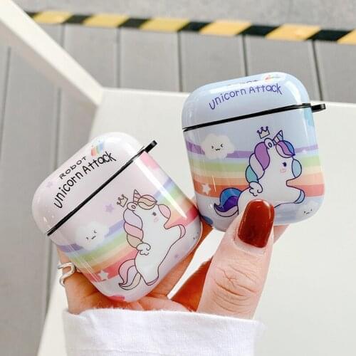 Rainbow Unicorn Silicone Case for Airpods 1 2 Cartoon Cute Case for Apple Airpods Pro Wireless Earphone Cover Charging Box