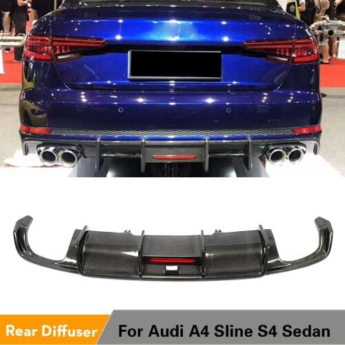 For S4 Carbon Fiber Rear Bumper Diffuser Lip Spoiler For Audi A4 Sline S4 A4 Sedan 4 Door 2017 2018 2019