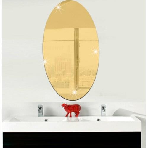 Wall Sticker 3D Mirror Effect Removable Rectangle Oval Background Decoration for Home A1