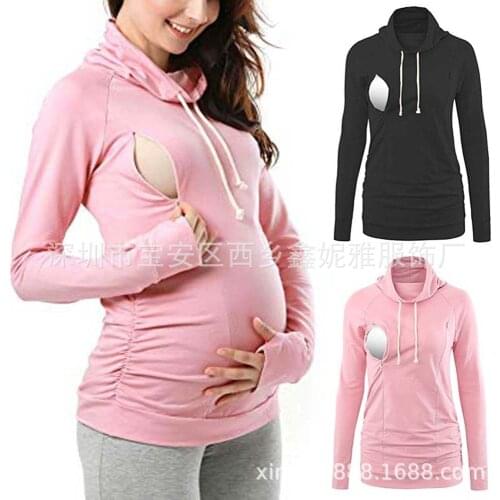 Pregnant women breastfeeding long-sleeved sweater Pleated multifunction Pile collar Spring and Autumn