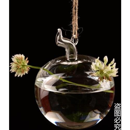 Apple Glass Flower Vase Christmas Dinner Planter Container Hydroponic Pot Home Wedding Decor Candlestick Apple Terrarium