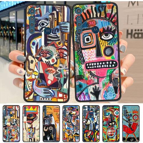 Jean Michel Basquiat Case for Motorola Moto G9 Play G8 Power Lite One Fusion Plus Hyper G Stylus G30 Black Phone Protect Cover