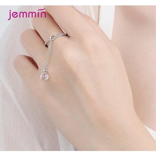 Resizable Ins Hot Hollow Out Tassel Cubic Zircon Round Open Rings For Women Girls 925 Silver Fashion Jewelry Finger Ball Rings