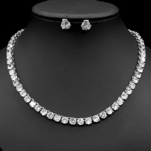 Zlxgirl jewelry 2020 New Arrival Cubic Zirconia Flower Earrings and Pendant Necklace Fashion Ladies Jewelry Sets bridal necklace