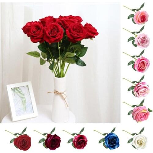 1Pc Vivid Color Non-fading Beautiful Artificial Rose Flower DIY Stage Party Wedding Stages Parks Home Decor Valentine Gift