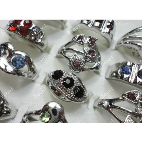 150pcs New wholesale jewelry ring lots good rhinestone silver plated rings Alloy Rings free shipping RL012