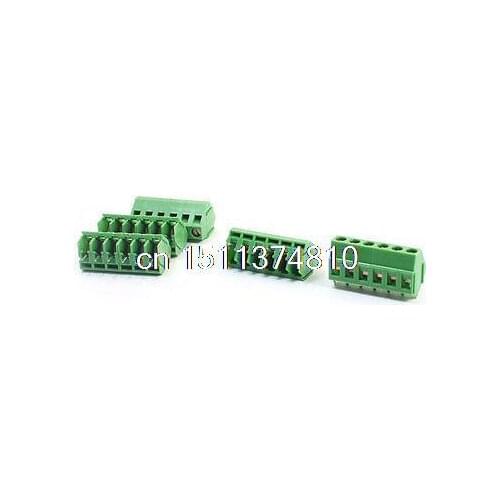5Pcs 5mm 6 Pins Through Hole Mount PCB Screw Terminal Barrier Block Connector