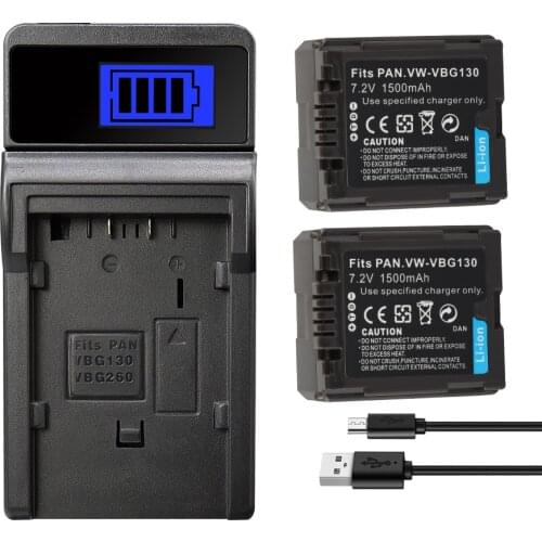 VW-VBG130 Battery For Panasonic VW-VBG130 VW-VBG070 VW-VBG260 SDR-H20 SDR-H28 SDR-H258 HDC-SD1 HDC-SX5 W28 1500mah