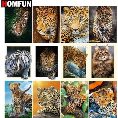 HOMFUN Diamond Embroidery DIY Diamond Painting Cross Stitch Kit "Animal leopard landscape" 5D Needlework Diamond Home Decoration