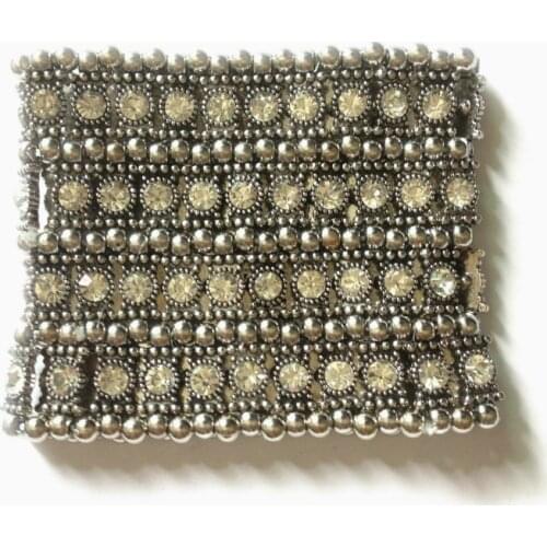 4 row strands bracelet multilayer Expandable Openable big fil Stretch bangle Rhinestone Exaggeration Cuff Chain Crystal retro