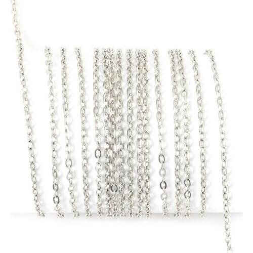 Jewelry Making Metal Iron Chain 2.5mm 10m/lot Rhodium Plated Jewelry Findings Chain FLB024-01RH