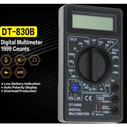 DT-830B Digital Multimeter Handheld Mini Ammeter Voltmeter Voltage Current Diode hFE Tester Meter Portable Multimetro Ohmmeter