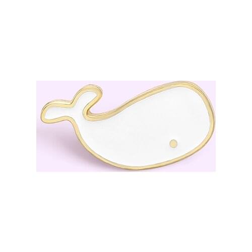 Cute White Whale Enamel Pin Fun Animal Brooch Denim Jeans Shirts Bags Celebrated Fashion Jewelry Gift for Friends Children