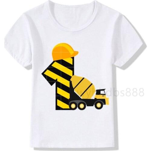 Birthday Boy Number Print T Shirt Mixer Truck Children Birthday Boy T-shirts Boy&Girl Funny Gift Tshirt Present Boys Clothes