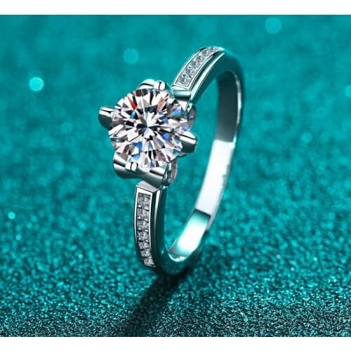 Passed Diamond Test Excellent Moissanite heart Crown Ring 925 Sterling Silver Perfect Cut 1Ct Gem Ring Fashion Women Wedding