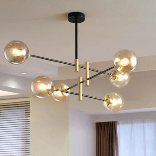 Nordic Glass Ball Chandelier Lighting Modern Living Room Chandelier Creative Hanging Light Home Indoor Branch Suspension Lamp