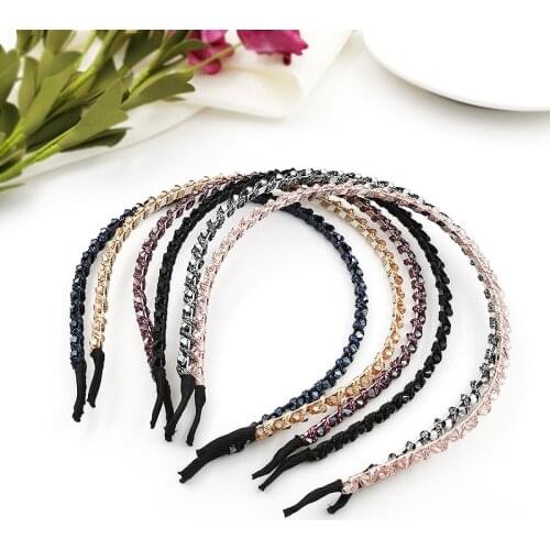2021 Fashion Hair Accessories Crystal Hair Band Hair Hoop for Women Rhinestone Bezel Headwear Thin Headband Chic Hairbands