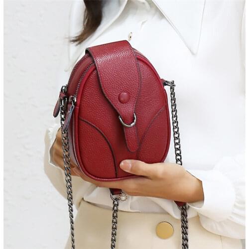 Woman Fashion Luxury Shoulder Bags Trend Round Solid Color Crossbody Bags Quality Leather Handbag Female Simple Wallet Phone Bag