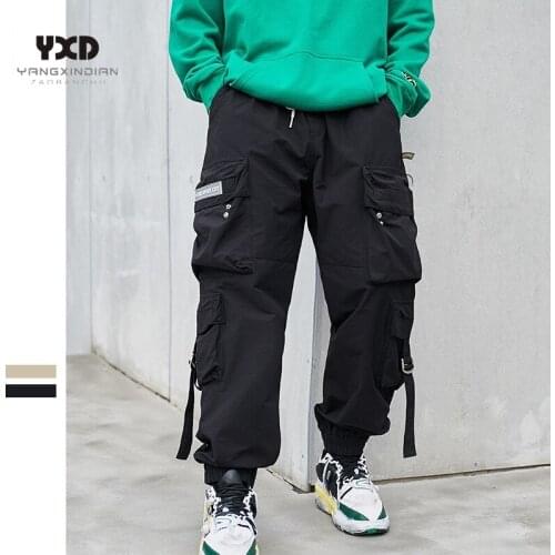 Mens Clothing Men Streetwear Spring Casual Beige Cargo Pants For Man Harajuku Techwear Loose Overalls Joggers Khaki Sweatpants