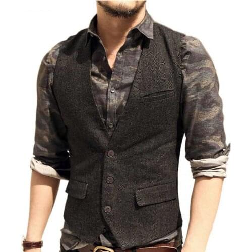 England Retro Suit Vest Men Casual Slim Korean Vest Wedding Work Waistcoat Plus Size Men Clothing