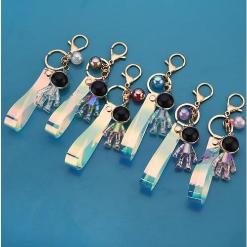 New Acrylic Colorful Astronaut Space Robot Keychain Car Waist Key Ring Chain Ring Pendant Party Gift