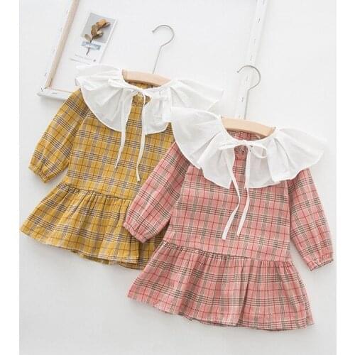 Girls Clothing Dress Autumn 2019 Casual Plaid Long Sleeve Kids Dresses for Girls Little Girls Dresses Princess Costume Clothes