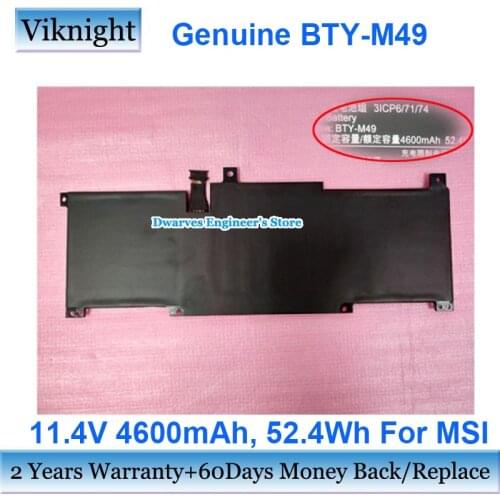 Genuine BTY-M491 Li-ion Battery For MSI Modern 15 A10RB Laptop Batteries 3ICP6/71/74 11.4V 4600mAh