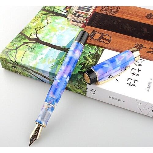 Luxury Jinhao 100 Fountain Pen Century Acrylic Spin Gold Elegante INK Pen Business Office Supplies