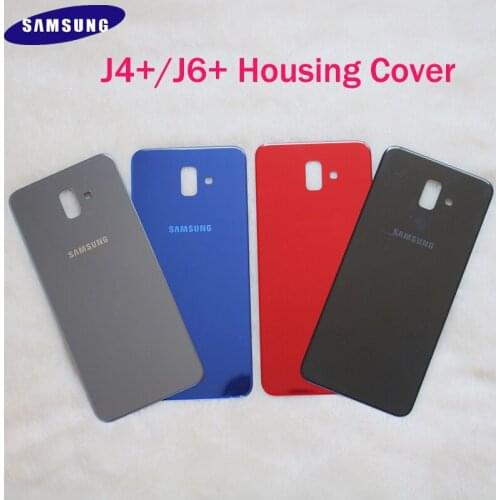 Samsung Galaxy J4 J6 Plus J4+ J6+ J415 J610 J610F Glass Back Battery Cover Rear Door Housing Back Case Replacement With Stickers