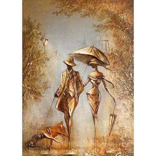 Modern Urban Romantic Couple Character Art 5D DIY Full Round Diamond Painting Cross Stitch 3D Embroidery Mosaic Home Decor Y658