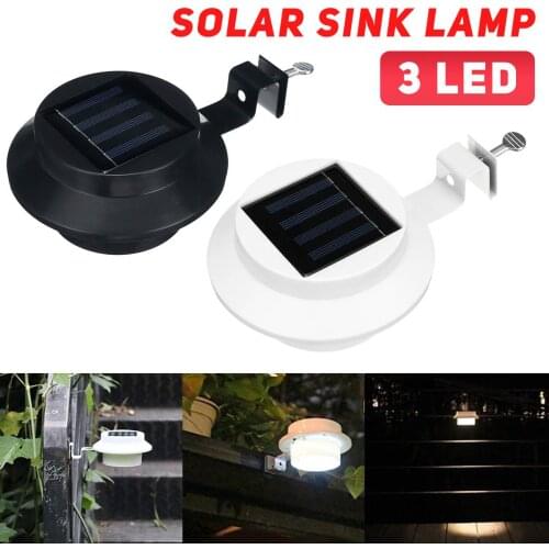 LED Solar Lamp Garden Outdoor Solar Powered Fence Garden Yard Roof Wall Lamp Gutter Solar Lights 3 LED Sink Lamp