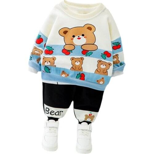 Spring Toddler Fashion Costume Autumn Boy Baby Girls T-shirt Pants 2Pcs/sets Children Casual Clothes New Kids Cartoon Tracksuits