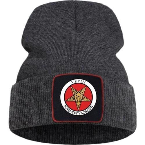 Gothic Occult Sata Vintage Beanie Hat Men Winter Cotton Skullies Hat Casual Breathable Knitted Cap Outdoor Warm Bonnet Hats