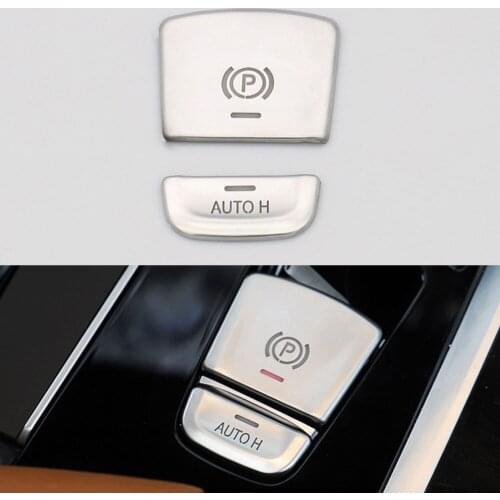For BMW 5 Series F10 F11 2011 2012 2013 2014 2015 2016 2pcs ABS Inner Console Electronic Handbrake Auto H/P Button Cover Styling