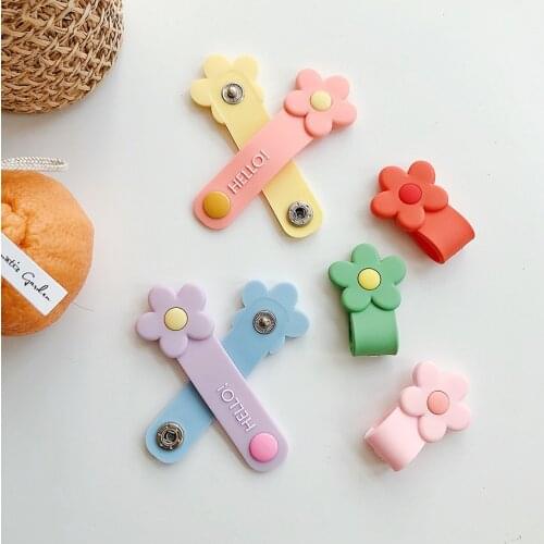 Flowers Candy Color Winder Charging Line Data Cable Headset Protection Case Earphone Protector For Cell Phone Mobile Phone