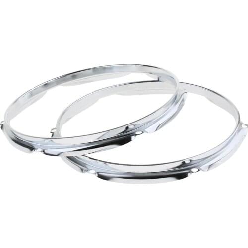 Tooyful 1 Pair Iron Tom Drum Die Cast Hoop Rim Rings Silver for Drum-player Percussion Instrument Accessory
