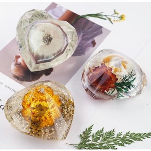 1PC Heart Shape Resin Craft DIY Mold Love Crystal Diamond Making Mirror Silicone Mould Epoxy Resin Making Tool Clay