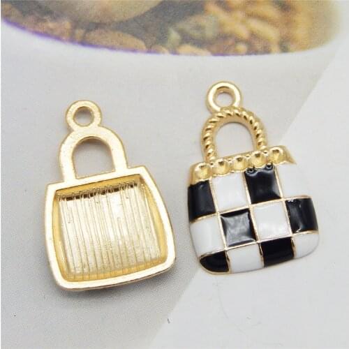 10pcs Jewelry Charms Bag DIY Earrings Enamel Charms Pendant 21*13mm Handmade Jewelry Necklace Diy Charm Pendant