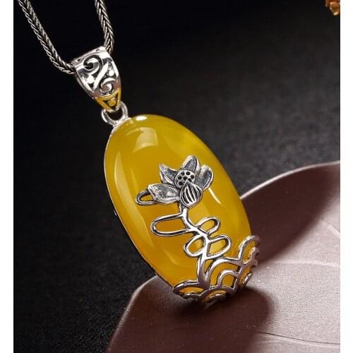 2018 Top Fashion Pure Silver, Antique, Hollowed, Lotus, Mosaic, High Quality Ladys Sweater Chain, Sterling Pendant Wholesale