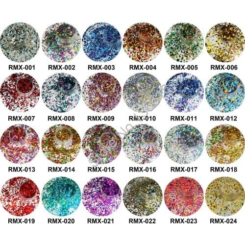 24Colors Mix Round Dot Nail Glitter Flake Spangle Shape(A024M) for Nail Art Gel Acrylic Make up Craft decoration