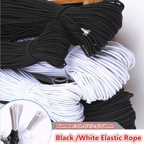 5Yards 1/2/3/4mm High-Quality White Black Round Elastic Band Elastic Line Rope Rubber Band DIY Sewing Accessories