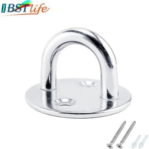 8mm Stainless Steel 304 Round Pad Eye Plate Staple Ring Hook Hardware Shade Sail Sailboat Kayaking Canoe Boat Yacht Yoga