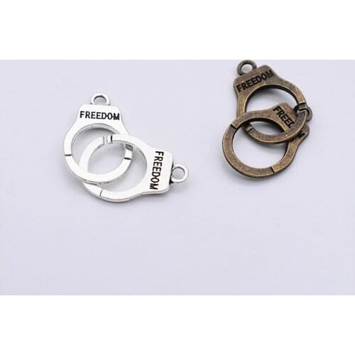 NEW 8pcs 42x15mm Two Colors Plated Handcuffs Connector Charms Pendant DIY Handmade Jewelry Accessories