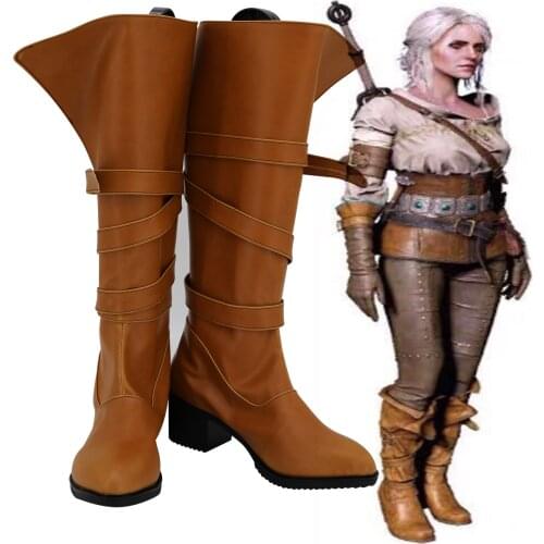 Cirilla Fiona Elen Riannon Ciri Cosplay Boots Brown Shoes Custom Made Any Size For Women Girls