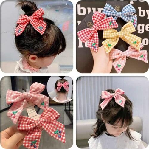 Childrens Hairpin Embroidery Bow Top Clip Ins Baby Girl Headdress Liu Haibin Clip Cherry Hairpin