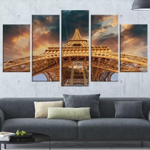 Home Poster Golden Tower Bottom Home Decoration Canvas Painting Wall Art for Living Room and Bedroom Frameless Style