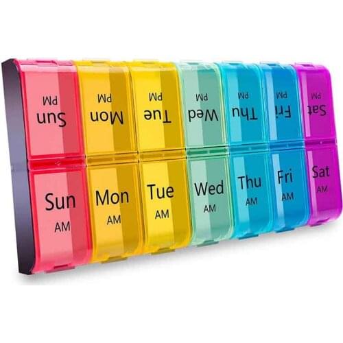 Weekly Extra Large Pill Organizer 2 Times A Day, Am Pm Pill Organizer 7 Day, Daily Pill Box Organizer