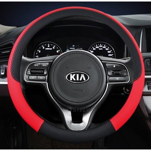 Leather Car Steering Wheel Cover for Kia Sportage Picanto Sorento Cerato Rio X Line Optima Auto Accessories