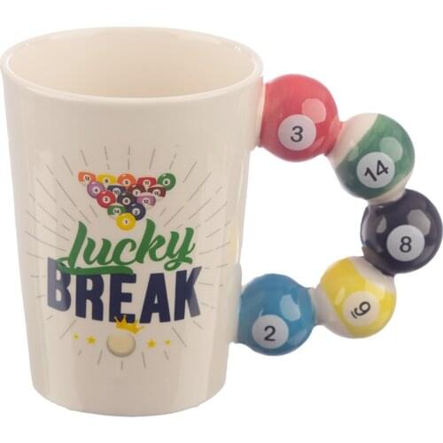 Mug Billiard Handle Ceramic Cup Painted Ceramic Water Cup Coffee Mug Cute Billiard Cup for Boyfriend and Girlfriend