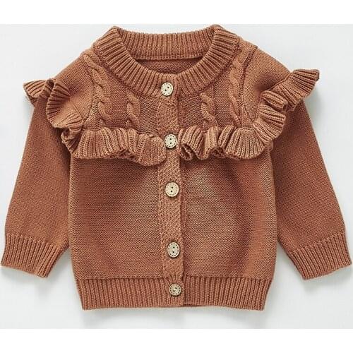 Baby Girl Jacket Fall Long-sleeve Frill Decoration Sweater Baby Clothes Winter Warm Sweater Cardigan Newborn Childrens Clothes